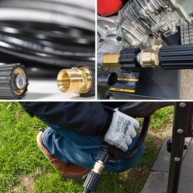 YAMATIC Pressure Washer Adapter Set Quick Connect Kit, M22 to 3/8" Quick Connectors, 5000 PSI Pressure Couplers Fittings for a Pressure Washer, Hose, and Gun - 5 PCS - Image 5